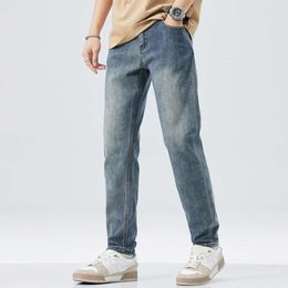 Men Jeans Stretch Slim Fit Light Blue Casual Denim Pants S Cloting Full Length Trousers New Arrivals Streetwear