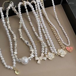 Pendant Necklaces Luxury Heart Snowflake Pearl Necklace Ladies Elegant Charm French Romantic Style Clavicle Chain Gift For Women