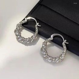 Hoop Earrings Exquisite Twisted Circle Rhinestone For Women Romantic Twine Geometric Ear Buckle Fashion Jewellery Accessories Gift