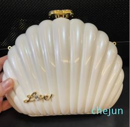 Shell shape Evening bag Acrylic shoulder case classic pattern Women bag white black come with gift box