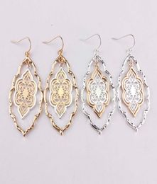 Trendy Cut Out Morocco Dangle Chandelier Filigree Two Tone Frame Statement Drop Earrings for Women Earrings9242017