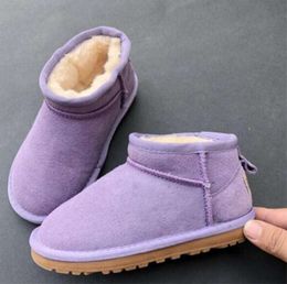 UG G New Kids Boy girl children Mini snow boots Sheepskin Plush fur Aus short G5281 Ankle Soft comfortable keep warm with card dustbag Antelope brown G