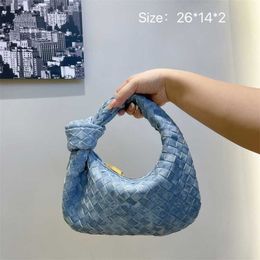 Woven Handbag Jodie Womens Bag 2024 Korean Net Red Knitted Bowknot Handheld One Shoulder Underarm Bag Fashion Tote Bag Dumpling Bags