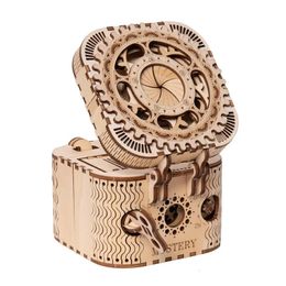 3D Puzzles Robotime Mechanical Model DIY 3D Wooden Puzzle Game Treasure Box Calendar Model Toy Gift LK502 for Drop 231130