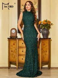 Casual Dresses Missord 2023 Crew Neck Mermaid Evening Dress Women Sleeveless Sequins Bodycon Party Prom Formal Ladies Long Gown