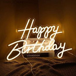 LED Neon Sign Happy Birthday Led Neon Sign Custom Night Light for Birthday Party Decor Oh Baby Lets Party Neon Light Home wall Decoration YQ231201