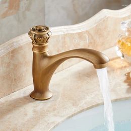 Bathroom Sink Faucets Solid Brass Faucet Single Lever 1-Hole Basin Bronze Cold Water Mixer Tap Brushed Finish Classic