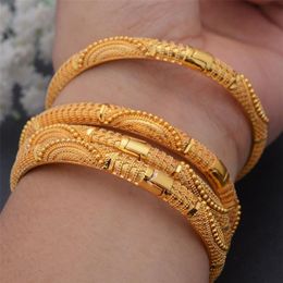 4pcs Set 24K Dubai Gold Colour African Bridal Wedding Bangles For Women Saudi Arab Bracelet&Bangles Jewellery 220702260P