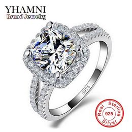 YHAMNI Original Fashion Jewellery 925 Sterling Silver Wedding Rings for women With 8mm CZ Diamond Engagement Ring Whole J29HG230i