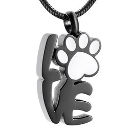 IJD9965 Eternal Memory Loss of Pet Dog Paw Shape Stainless Steel Cremation Jewelry For Animal Ashes Necklace Urn Keepsake278d