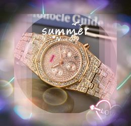 Popular Men's Atmospheric Business Watch 42mm Screw Bezel Quartz Movement Clock Stainless Steel Band Presidents Day Date Diamonds Ring Big Dial Wristwatch Gifts