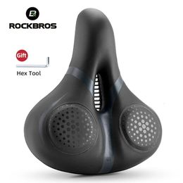 Bike Groupsets ROCKBROS Bicycle Saddle Breathable Thickened Shock Absorption Seat Cushion PU Leather Round Hollow Cycling MTB Bike Accessories 231130