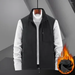 Men's Vests Fleece Reversible Vest Coat Winter Zipper With Multiple Pockets Lining Windproof Thermal Plush For Women