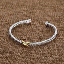 Charm Cross X Bracelets Sliver Zircon ed Fashion Designer Jewelry Braided Bracelet Diamond Bangle Gold Luxury Birthday Gift f306Q