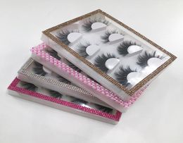 4pairs white lash tray with natural 3D mink eyelashes accept custom private label strip lashes vendor2118225