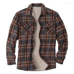 Men's Casual Shirts Quality Mens Plaid Flannel Thick Jacket Quilted Lined Long Sleeve Winter Shirt Cotton Coat With Pockets Camisas De