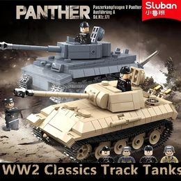 Christmas Toy Supplies WW2 Classics Track Tanks Panzerkampfwagen VI Ausf. E Tiger I Building Blocks Kit Military Model Bricks Child Toy Christmas Gifts 231130