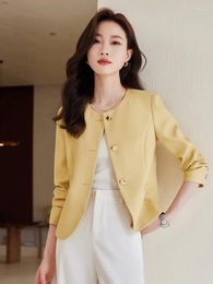 Women's Suits Elegant Yellow Long Sleeve Blazers Jackets Coat Autumn Winter Women Professional Business Work Wear Office Ladies Outwear Tops