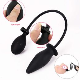Sex Toy Massager Big Butt Plug Anal Extender Vagina Toys for Adults 18 Soft Silicone Inflatable Black Dildo Women Men