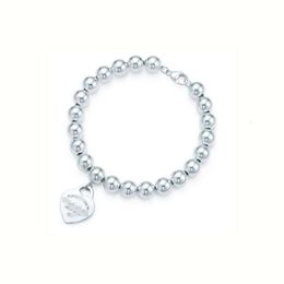 Hot sell Birthday Christmas GiftBlue box TF Classic designer tiff bracelet top Fashion T Home Sterling Silver mm Round Bead Heart shaped INS Bracelet Love