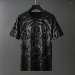 Men's T Shirts YUDX High-End Trend Bronzing Printing T-Shirt Round Neck 2023 Summer Personalised Decor Short Sleeve TopS