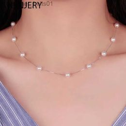 Chokers ANENJERY Silver Colour 12 PCS 6mm Pearl Necklace For Women Ladies Gift Box Chain Choker Jewellery Dropshipping S-N54L231201