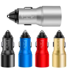 Alloy Metal 5V 2.1A Dual Usb ports Car Charger Auto Power Adaptor For IPhone 12 13 14 15 Samsung S8 S9 Huawei S1 Usb Charger