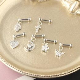 Stud Earrings 1PCS Zircon Ear Lobe Piercing Conch Tragus Dangle Cartilage Ring Body Jewellery For Women Gift