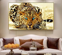 Golden Cheetah Posters And Prints Modern Animals Decorative Wall Pictures Leopard Canvas Paintings For Living Room Cuadros Decor5441689