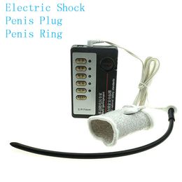 Sex Toy Massager Electric Shock Pulse Massage Silicone Penis Ring Stimulation Plug Urethra Catheter Toy for Men