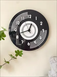 Wall Clocks Modern Art Record Clock Black White Cartoon Needle Living Room Home Decoration Decor Kids Children Time