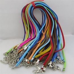 50pcs lot Adjustable Assorted Color Suede Leather Necklace Cord With Lobster Clasp 3mm 18-20inch302S