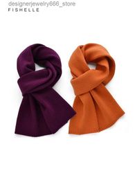 Scarves Purple orange wool small scarf women warm autumn winter knitted wool scarves kids adults holiday gifts Q231202