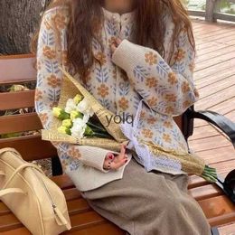 Women's Sweaters Women Floral Cardigans O-ne Single Breasted Stylish Loose Casual Sweet Retro Knitted Warm Tender Temperament S-3XLyolq
