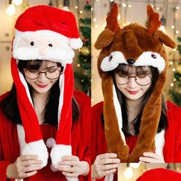 Christmas Decorations Cute Hat Santa Claus Moving Movable Plush Gift For Women Girls Child Party Cosplay Thermal Cap 221130 Drop Del Dhfrq