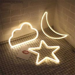 LED Neon Sign Led Neon Light Sign Moon Star Night Light Xmas Wedding Party Holiday Kids Room Home Decorations Neon Lamp YQ231201