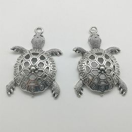 10pcs Big Sea Turtles Animal Charms Pendants Retro Jewelry Accessories DIY Antique silver Pendant For Bracelet Earrings Keychain 5243C