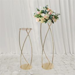 10PCS Vases Gold Flower Stand Metal Road Lead Wedding Table Centrepiece Flowers Rack For Event Party Home Decoration