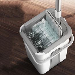 Mop Magic Floor Squeeze Mop mit Eimer flach drehen für Waschboden Haus Hausreiniger Reiniger Easy 231222