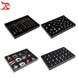 Black Velvet Stackable Jewelry Display Trays Necklace Ring Earring Holder Showcase Pendant Watch Storage Jewelry Boxes319n