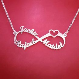 Pendant Necklaces Custom Stainless Steel Infinity Name Necklace Boho Jewelry Personalized Heart Nameplate Cross Bridesmaid Gifts 231201