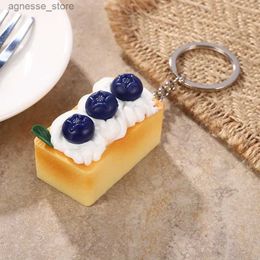 Keychains Lanyards Fruit Cream Cake Keychain Lifelike Dessert Afternoon Tea Food Photography Props Backpack Charms Gifts for Friends R231201
