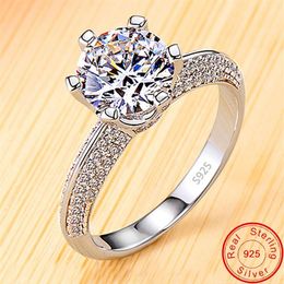 With Certificate Classic Zirconia Diamond Wedding Engagement Rings for Women 100% 925 Solid Silver Ring New Fine Jewellery YR279254a