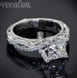 Vecalon 2016 Romantic Antique Female ring 2ct Simulated diamond Cz 925 Sterling Silver Engagement wedding Band ring for women7761526