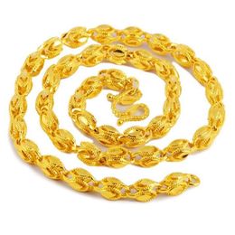 Sand surface Pure brass plated 24k gold Fired sand gold necklace Vietnam Shajin Men's Necklace214D