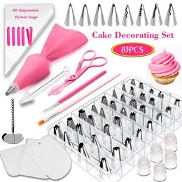 83pcs Pasta Dekorasyon Araçları Kit Buzlanma İpuçları Pasta Çantaları Bağlayıcılar Krem Moza Pişirme Araçları Cupcakes Dookies273V