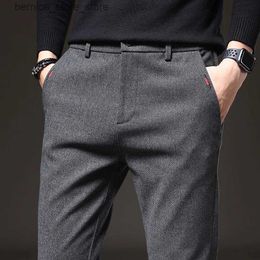 Men's Pants 2023 New Business Casual Pants Men Classic Solid Color Fashion Slim Stretch Trouser Men Brand Fashion Black Pants Men Joggers Q231201