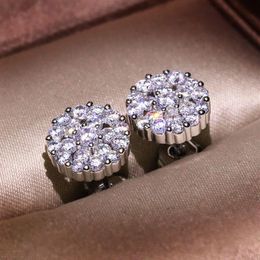 Unisex Men Women Earrings High Quality White Gold Plated Sparky CZ Diamond Earrings Studs for Girls Women Nice Gift253S