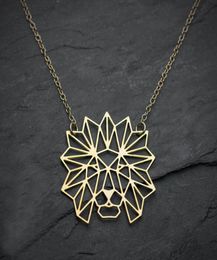 NianDi Origami Lion Necklace Lion Head Pendant Necklace Geometric Lion Jewellery Animal Necklace Party Accessories YLQ05616023714