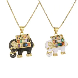 Pendant Necklaces Black Elephant Enamel For Teens Girls High Quality 18K Gold Plated Auspicious Lucky Jewelry Gifts